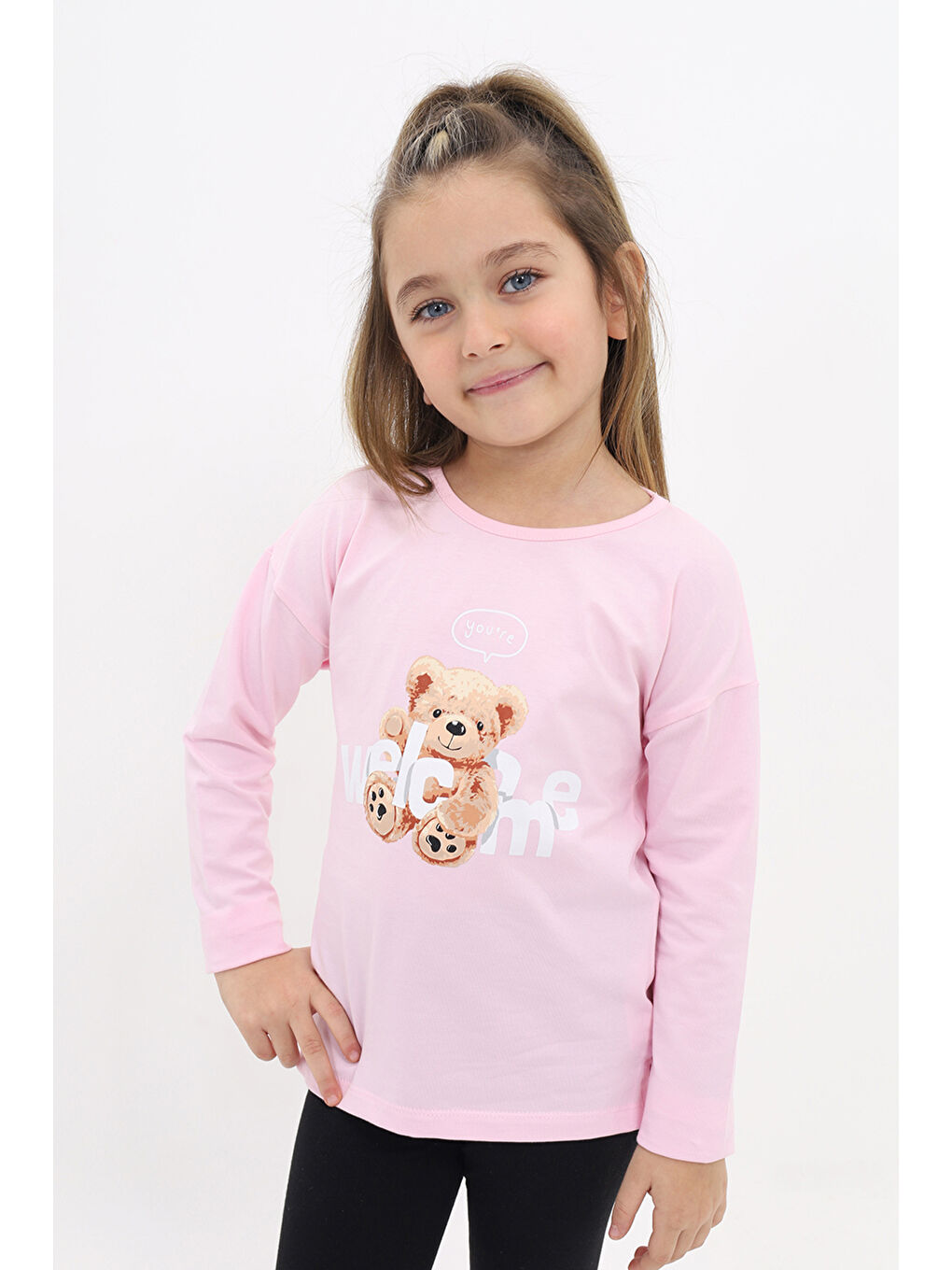 Pembe Kız Çocuk Baskılı Tişört