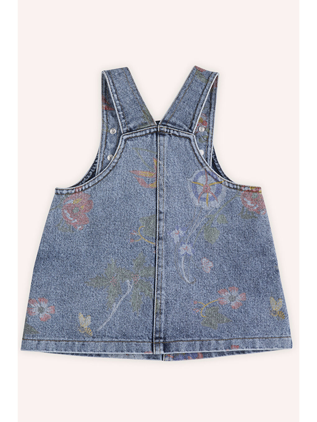 Mavi Kız Çocuk Baskılı Denim Elbise-1