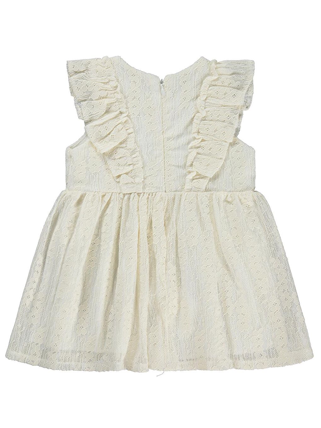 Baby Dantel Bel Fiyonklu 6-18 Ay Elbise - Ekru 9-12 Ay-2