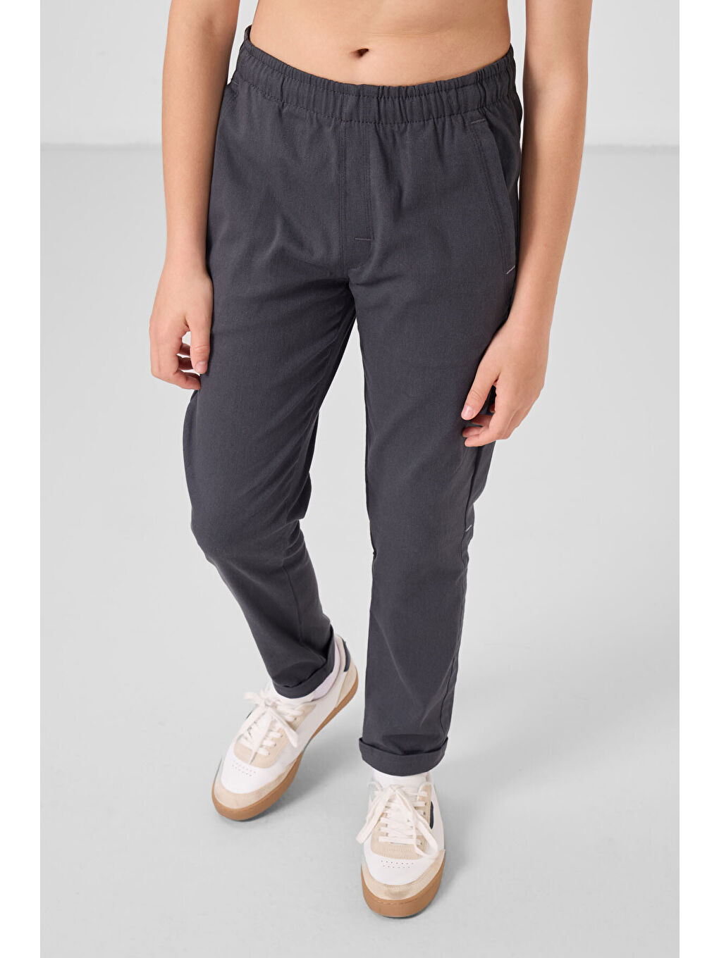 Gri Standart Fit Dokuma Hafif Esnek Chino Erkek Çocuk Pantolon - 11272-1