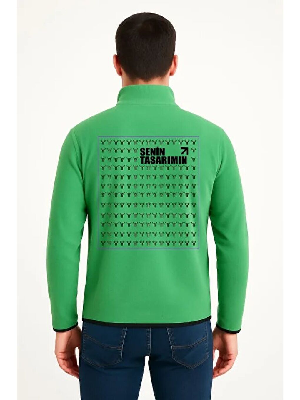 Arka Polar Kazak Dik Yaka - Yeşil