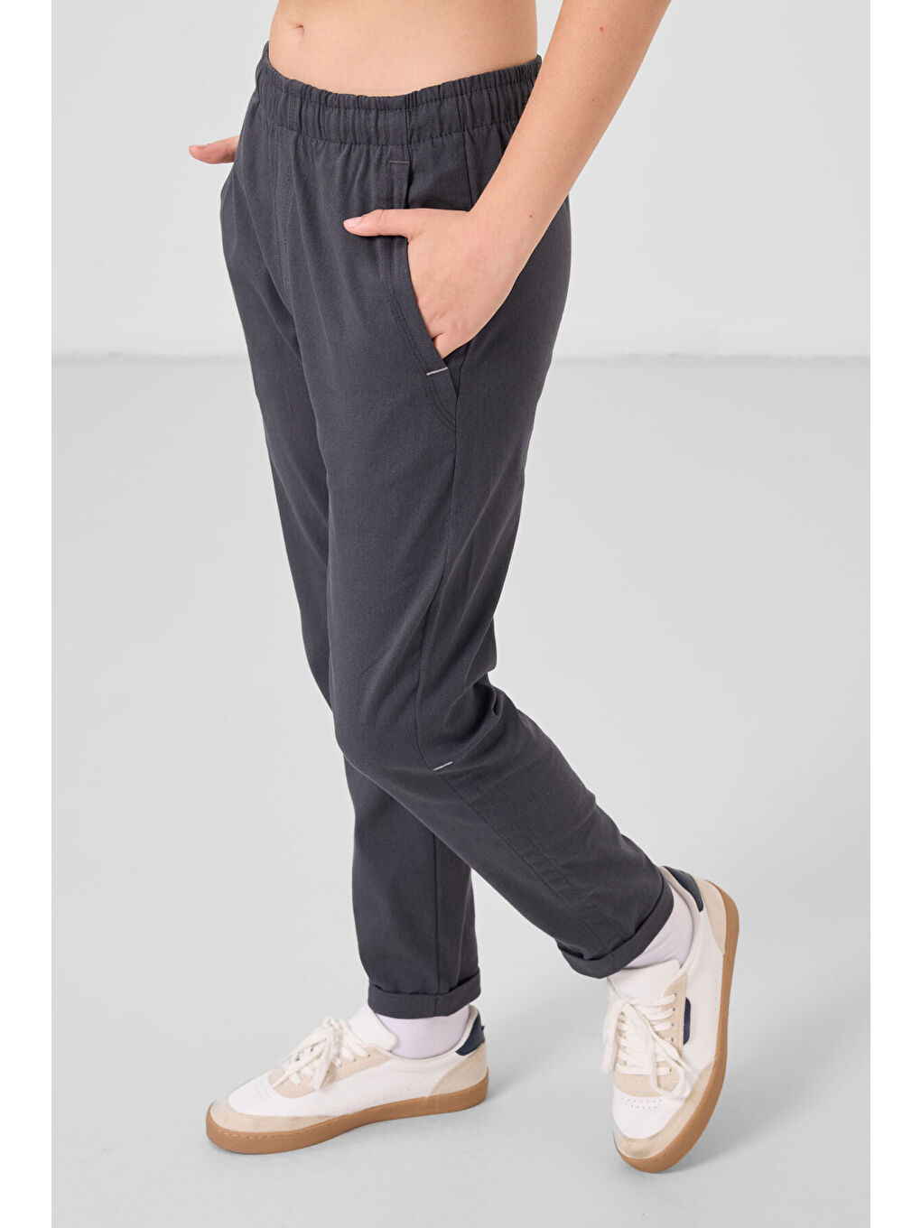 Gri Standart Fit Dokuma Hafif Esnek Chino Erkek Çocuk Pantolon - 11272-2