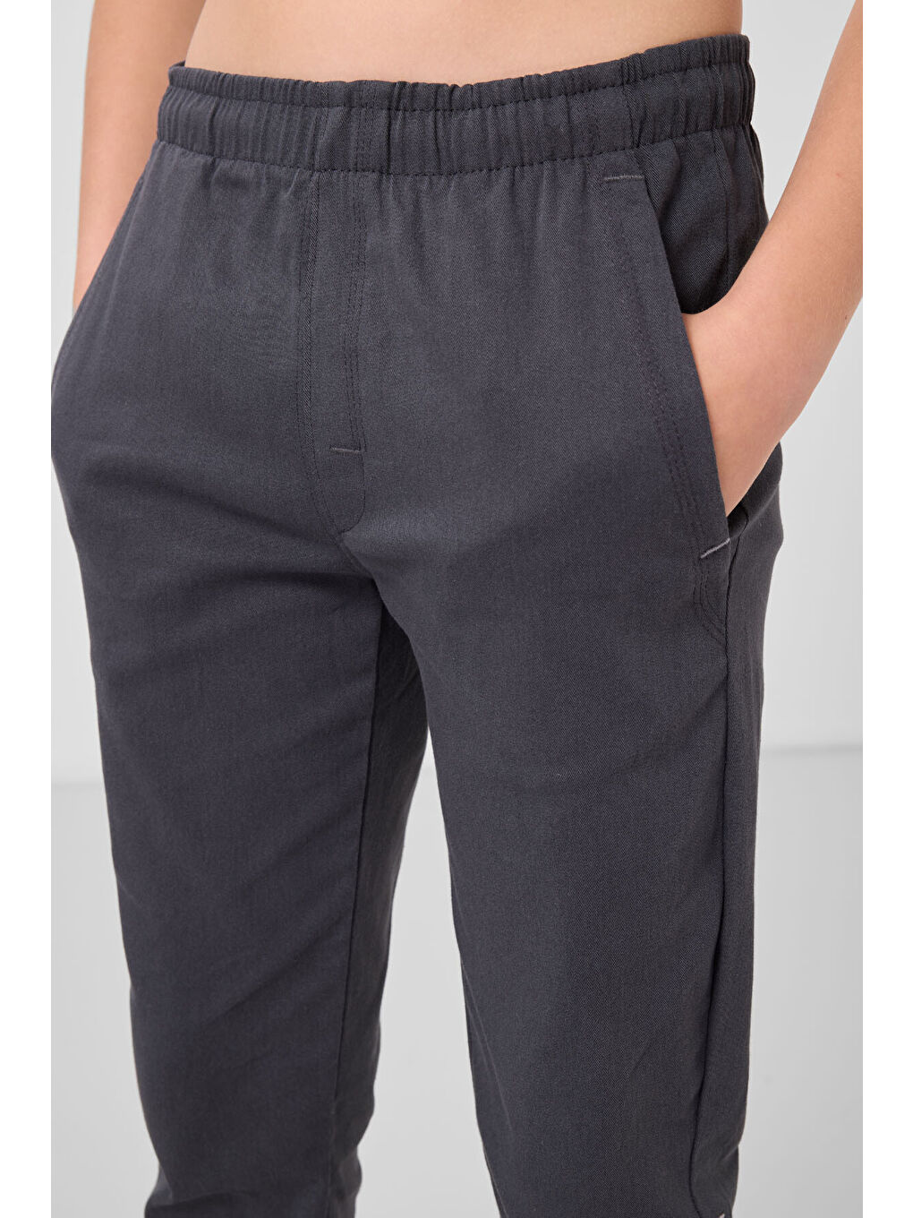 Gri Standart Fit Dokuma Hafif Esnek Chino Erkek Çocuk Pantolon - 11272-3