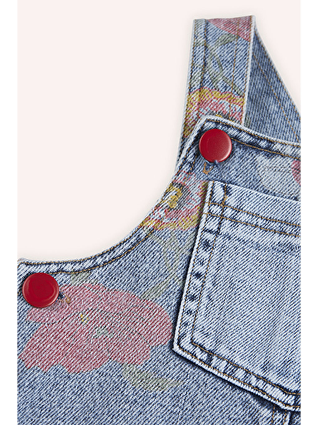 Mavi Kız Çocuk Baskılı Denim Elbise-2