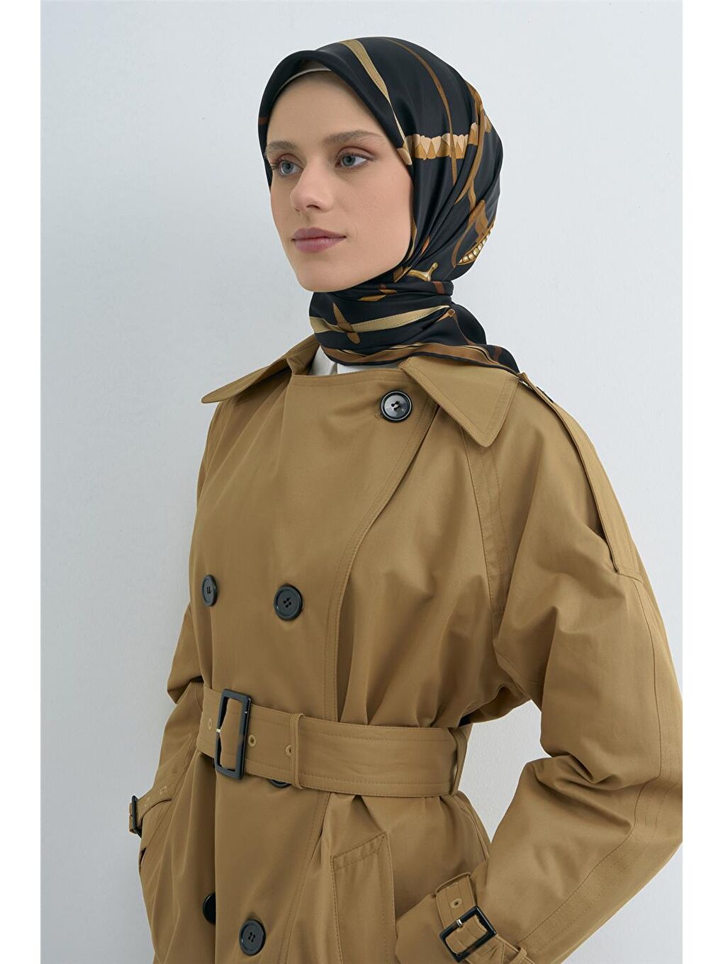 Siyah Saf İpek Twill Eşarp 9517D 04