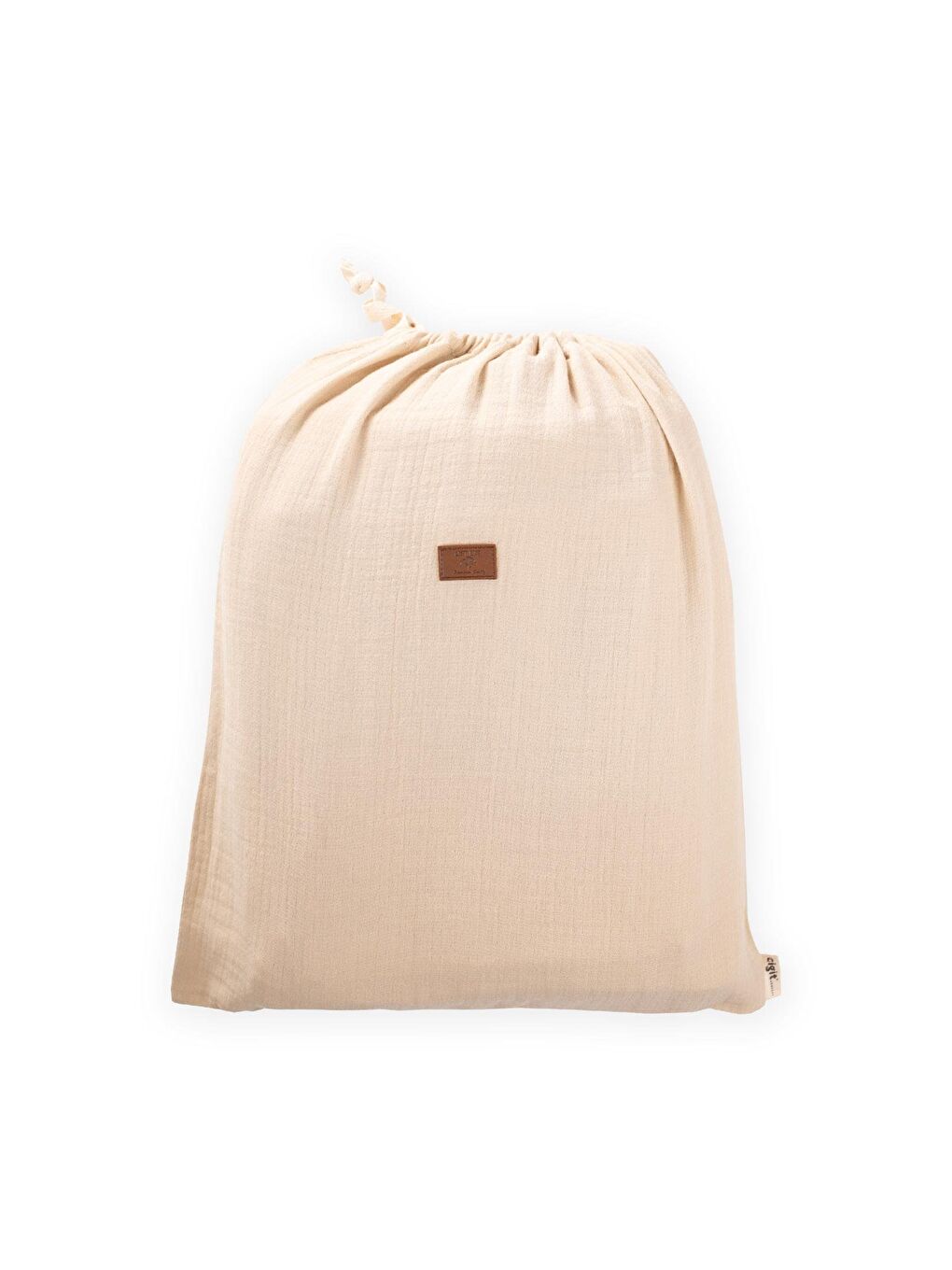 Bej Keseli Müslin Nevresim Takımı 100X135 Cm +/ - 3Cm Çarşaf 120X150 Yastık 35X45 Cm Kum-1