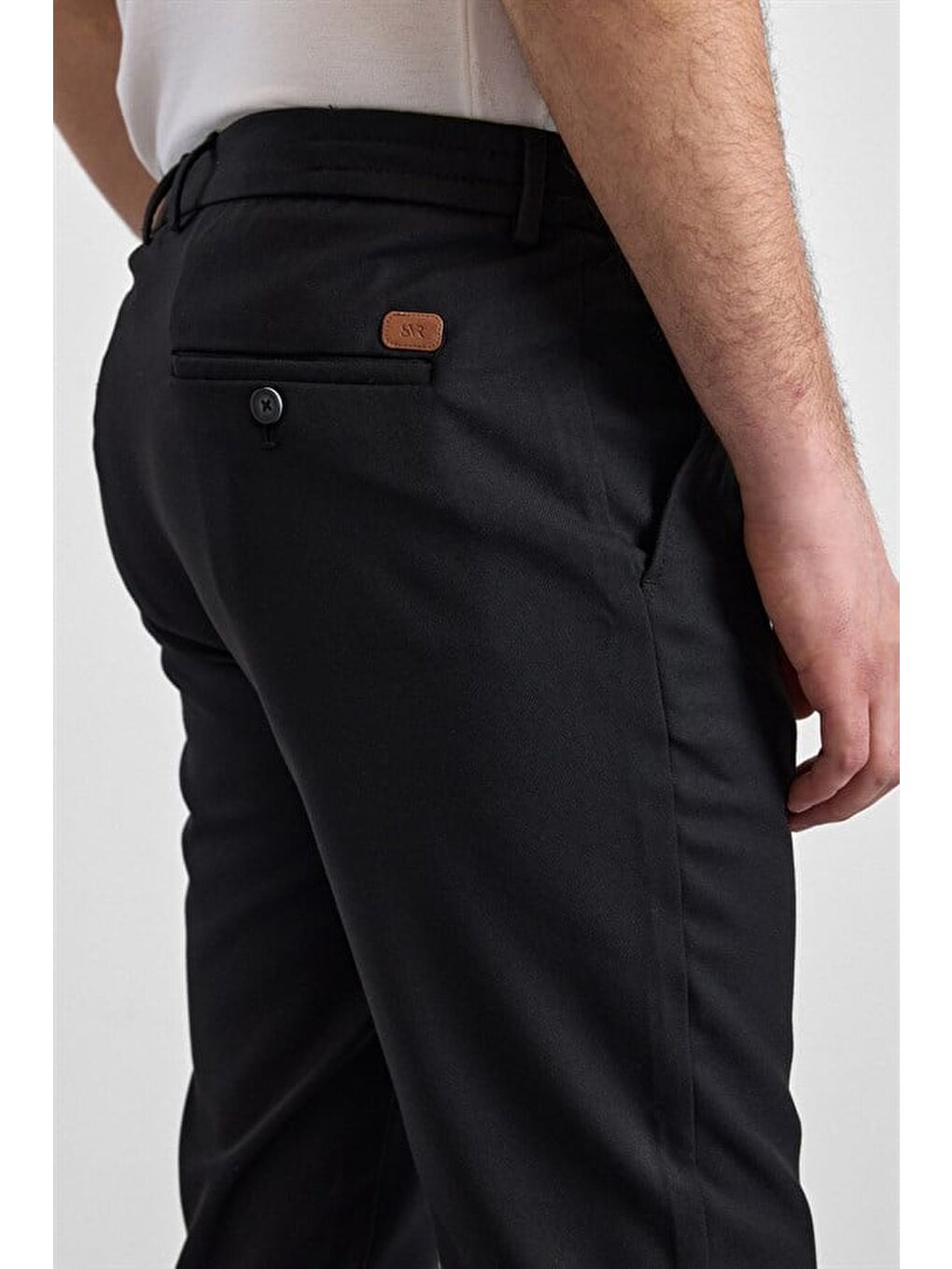 Siyah Slim Düz İnterlok Yarım Lastikli Rüzgar Geçirmez Jogger Pantolon-3