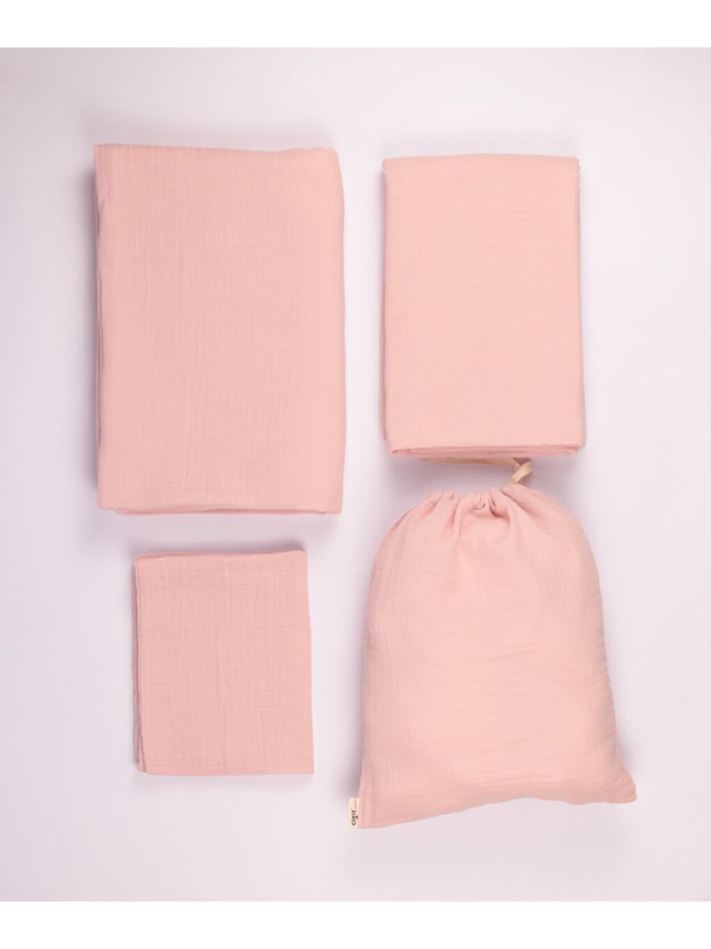 Keseli Müslin Nevresim Takımı 100X135 Cm +/ - 3Cm Çarşaf 120X150 Yastık 35X45 Cm Pudra Pembe-2