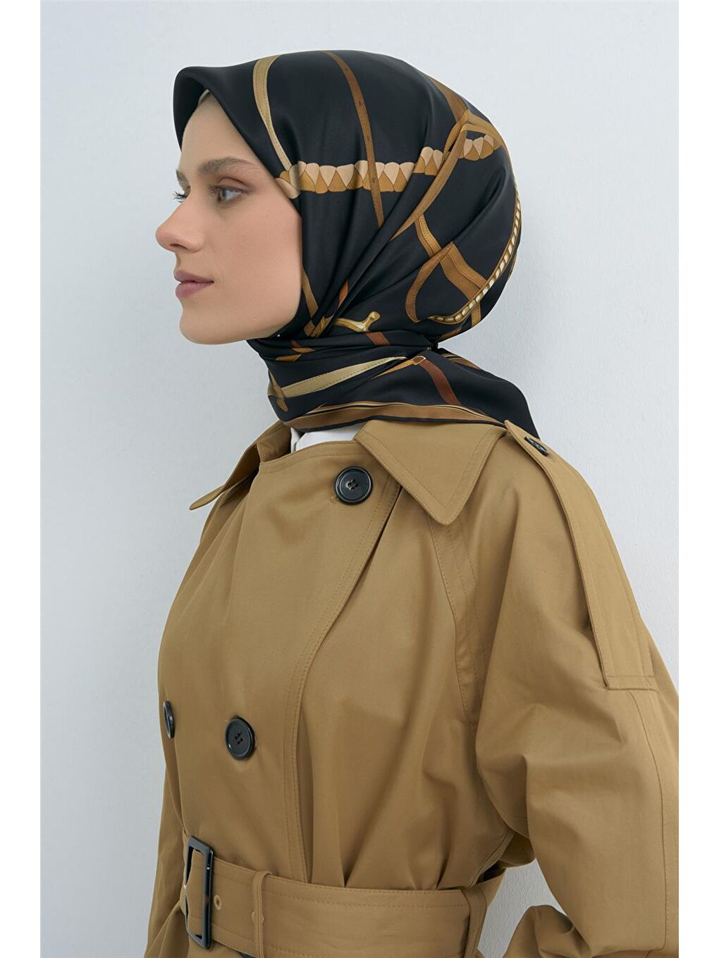 Siyah Saf İpek Twill Eşarp 9517D 04-3