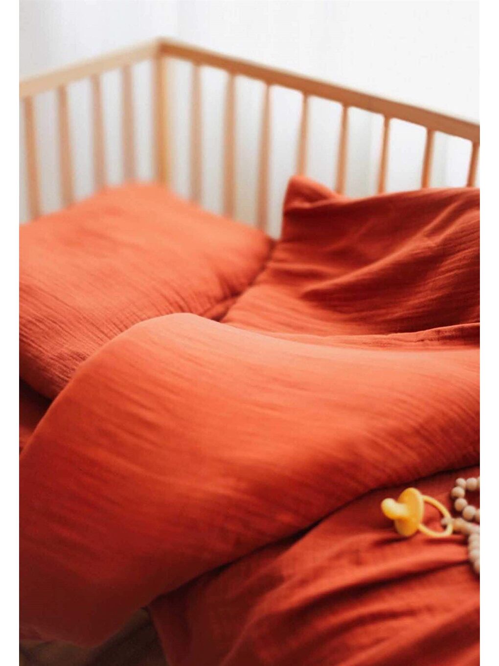 Beyaz Keseli Müslin Nevresim Takımı 100X135 Cm +/ - 3Cm Çarşaf 120X150 Yastık 35X45 Cm Rust-2