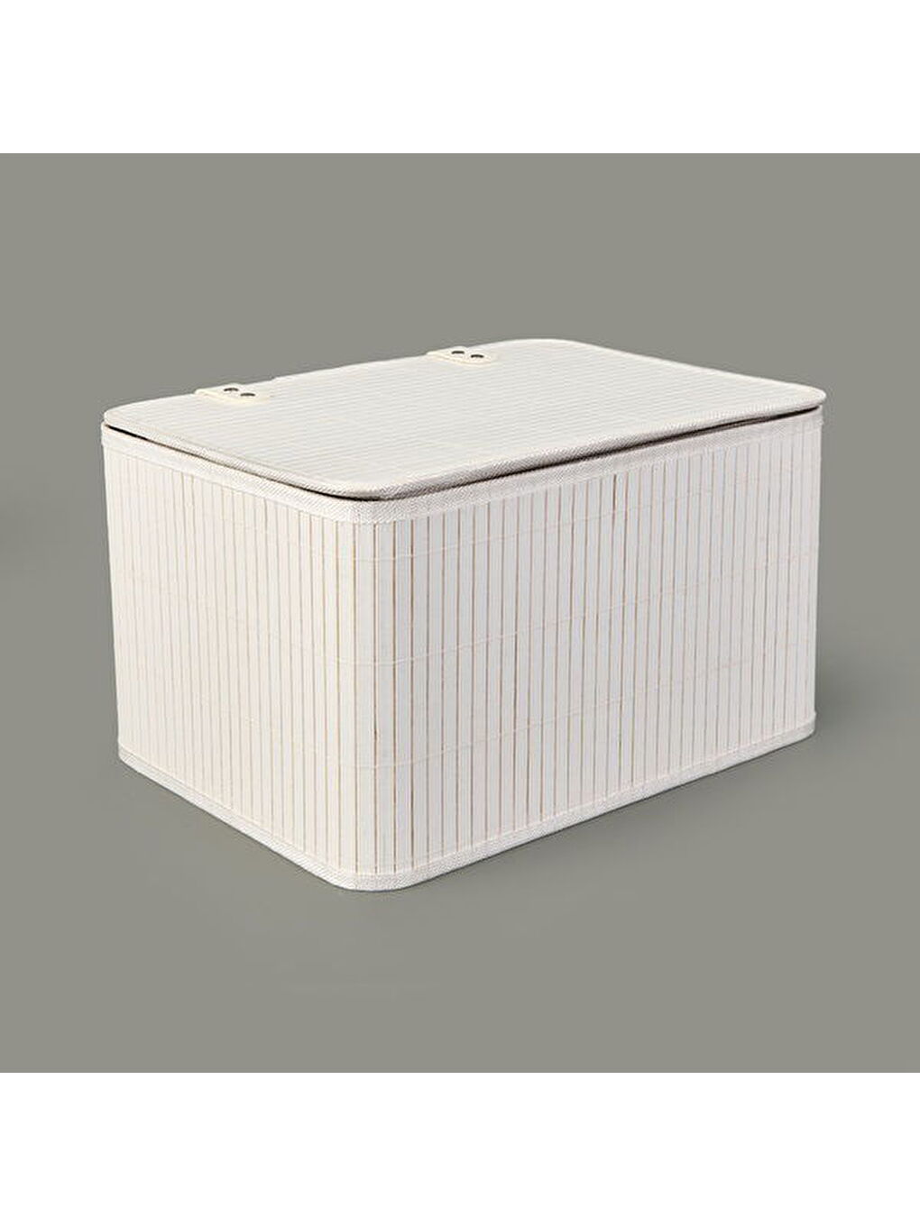 3'lü Çok Amaçlı Kapaklı Dekoratif Sepet - Beyaz-2