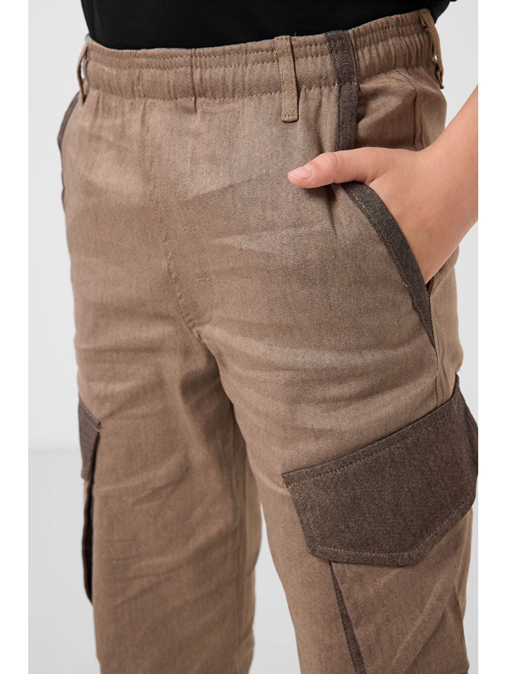 Kahverengi Camel Standart Fit Dokuma Hafif Esnek Chino Erkek Çocuk Pantolon - 11271-3