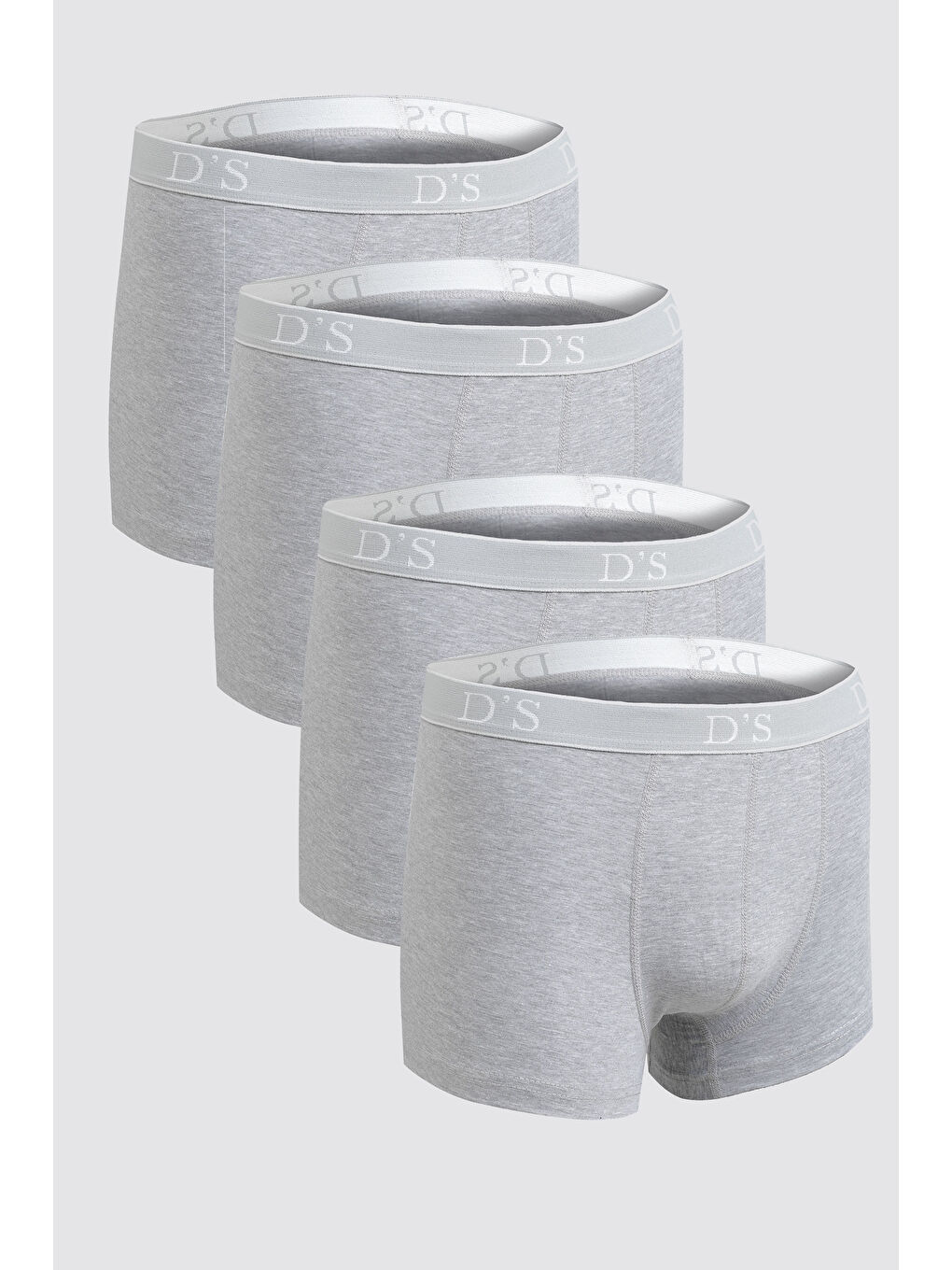 Gri Beli Lastikli Marka Logolu Elastanlı Esneyebilen 4'lü Boxer Set