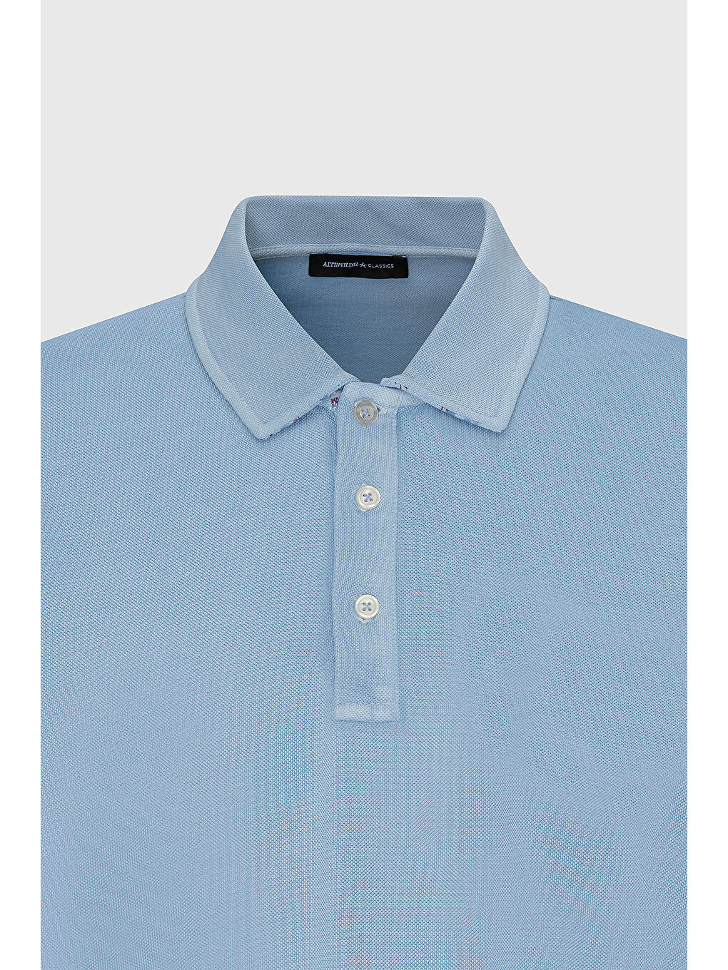 Erkek Açık Mavi Slim Fit Dar Kesim %100 Pamuk Polo Yaka Tişört-6