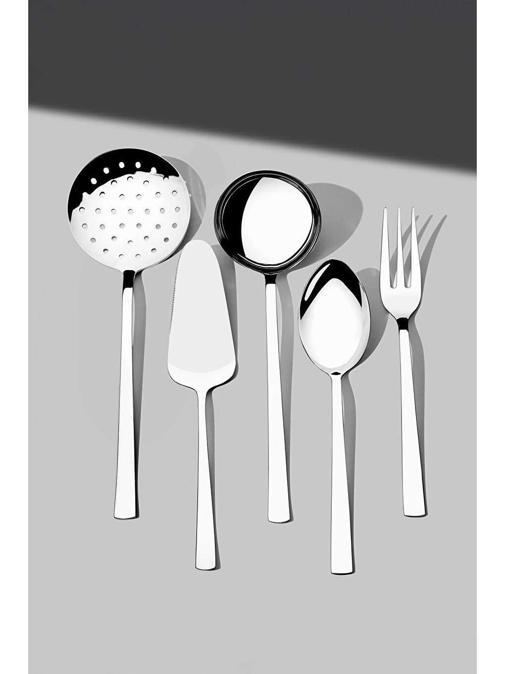 Gri Deniz Sade 5 Parça Paslanmaz Çelik Servis Takımı