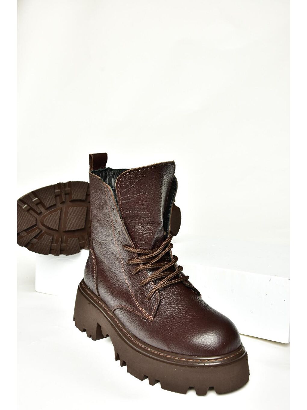 T3801700 Kahverengi Hakiki Deri Kadın Bot-5