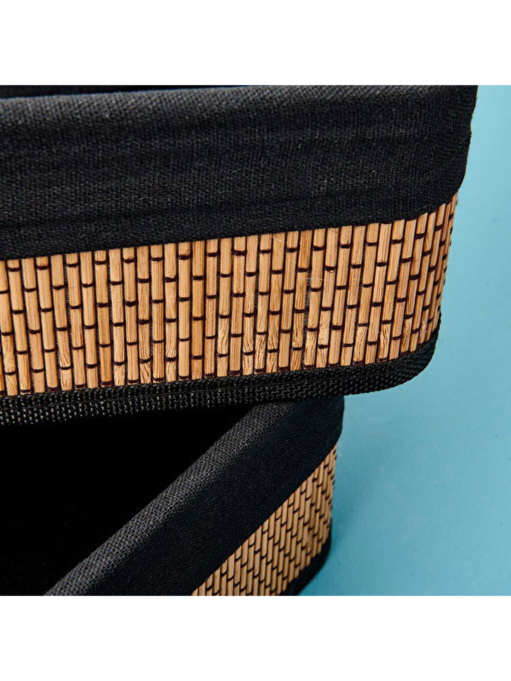 3'lü Bambu Sepet - Kahverengi / Siyah-1