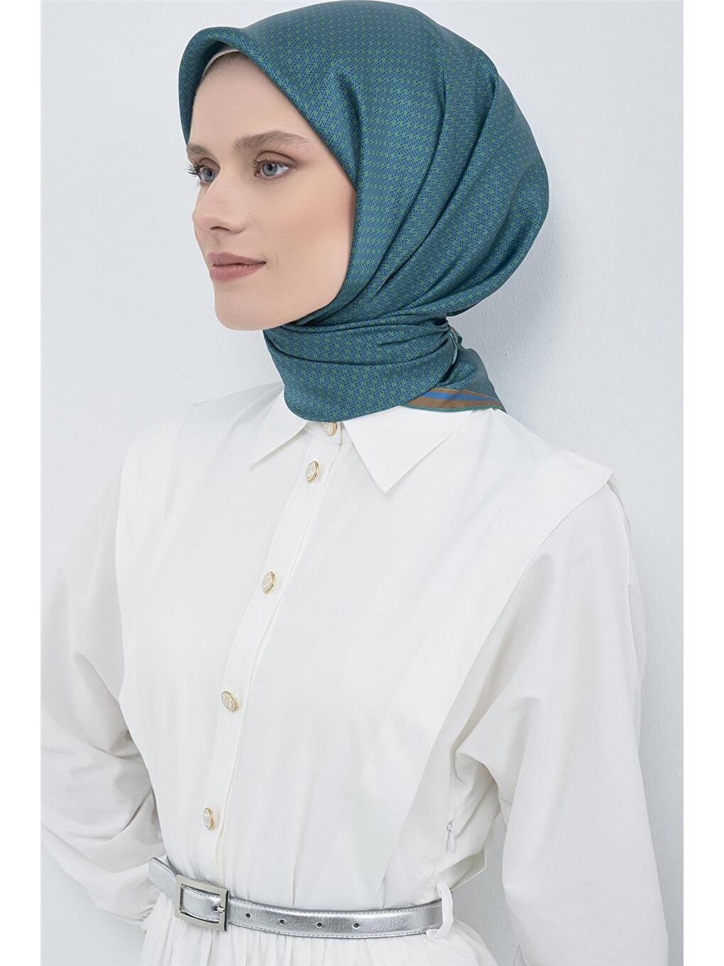 Petrol Saf İpek Twill Eşarp 9528D 91