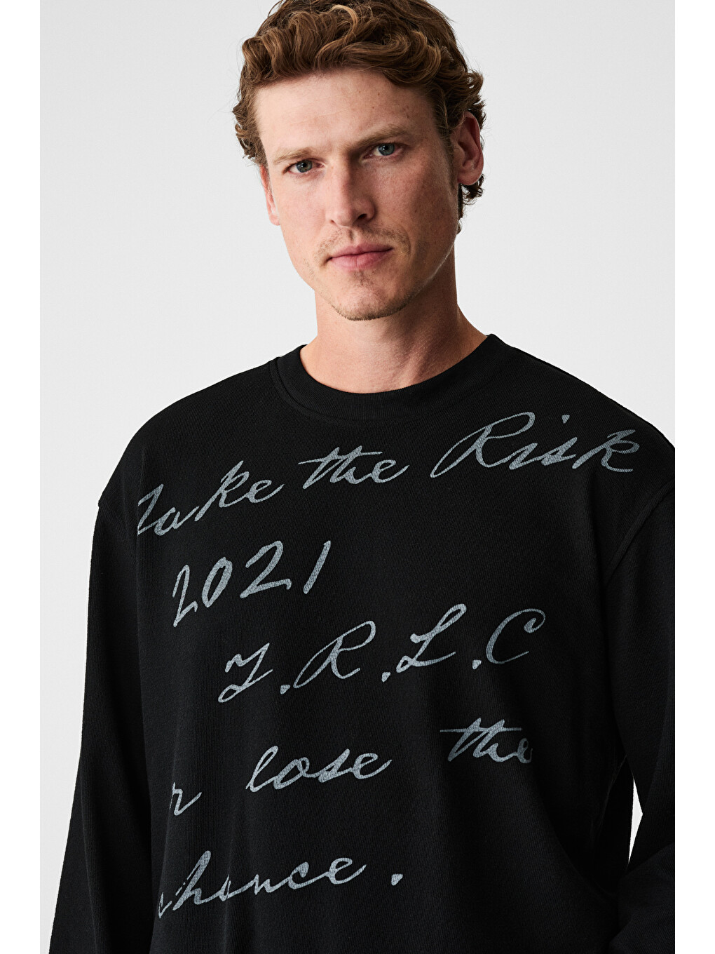 Scrıptlet Erkek %100 Organik Pamuklu Baskılı Bisiklet Yakalı Oversize Siyah T-shirt-3