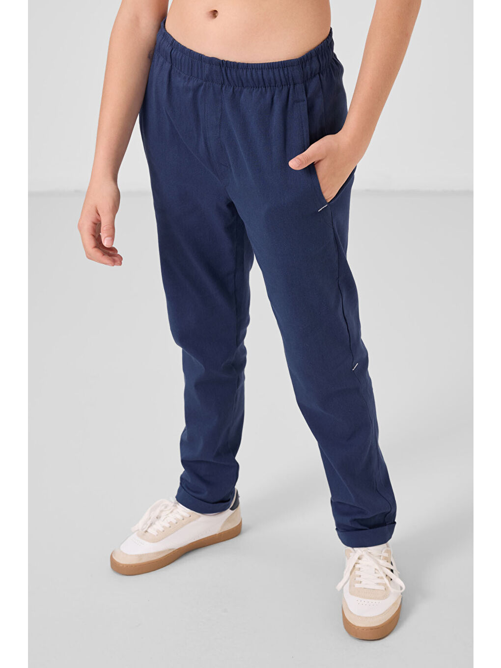 Lacivert Parlament Standart Fit Dokuma Hafif Esnek Chino Erkek Çocuk Pantolon - 11272-3