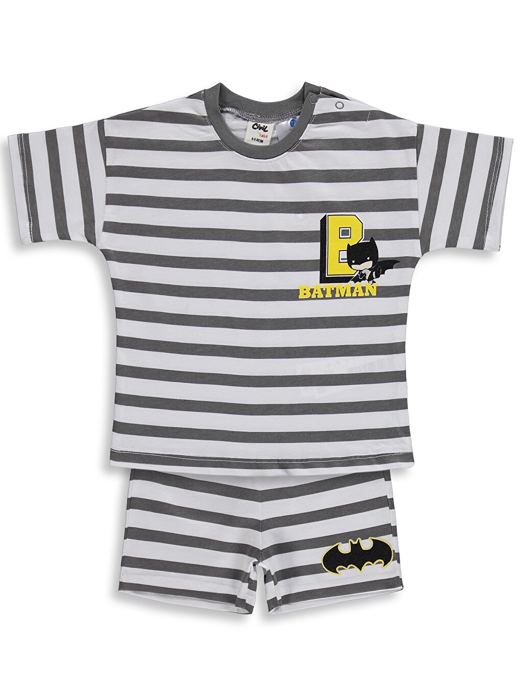 Antrasit Baby Batman Baskılı 6-18 Ay Takım - Gri