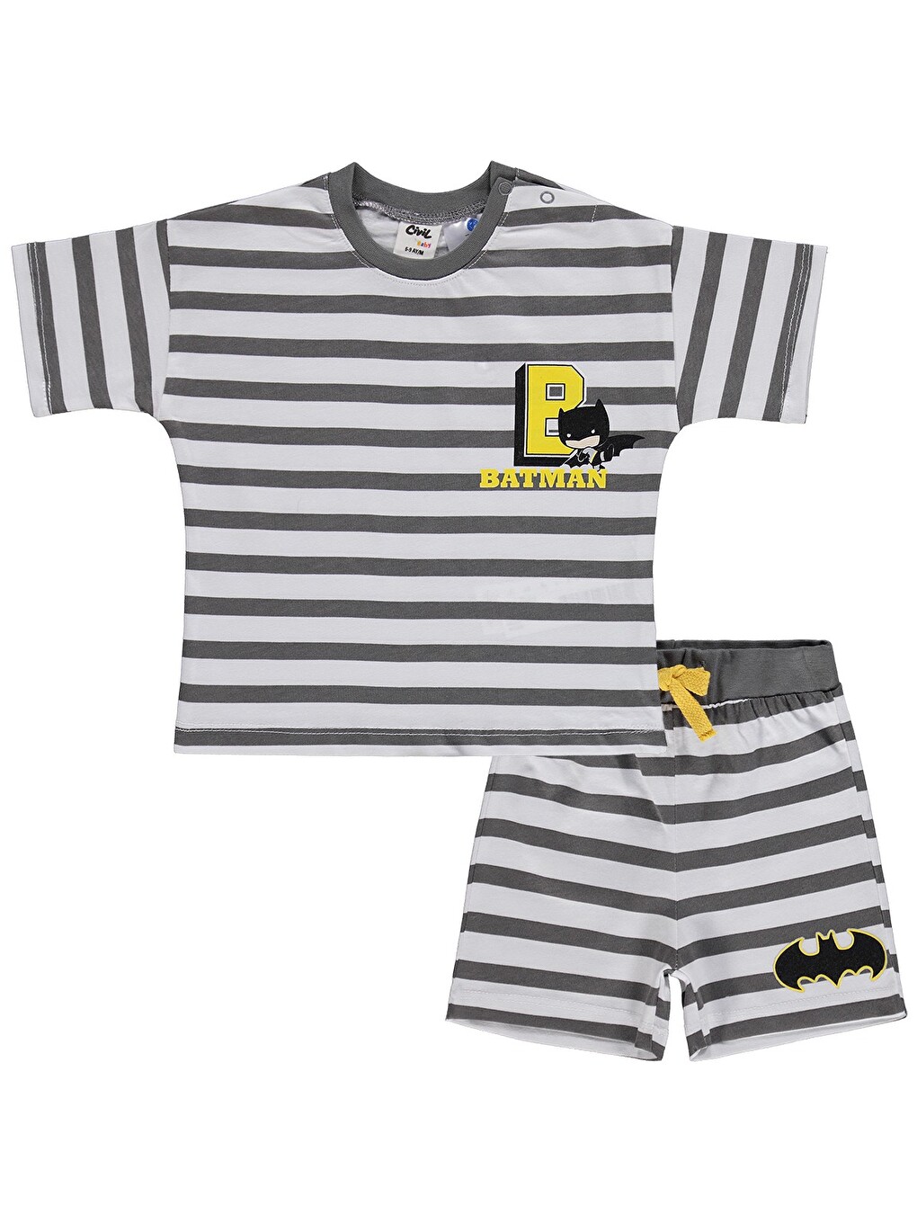 Antrasit Baby Batman Baskılı 6-18 Ay Takım - Gri-2