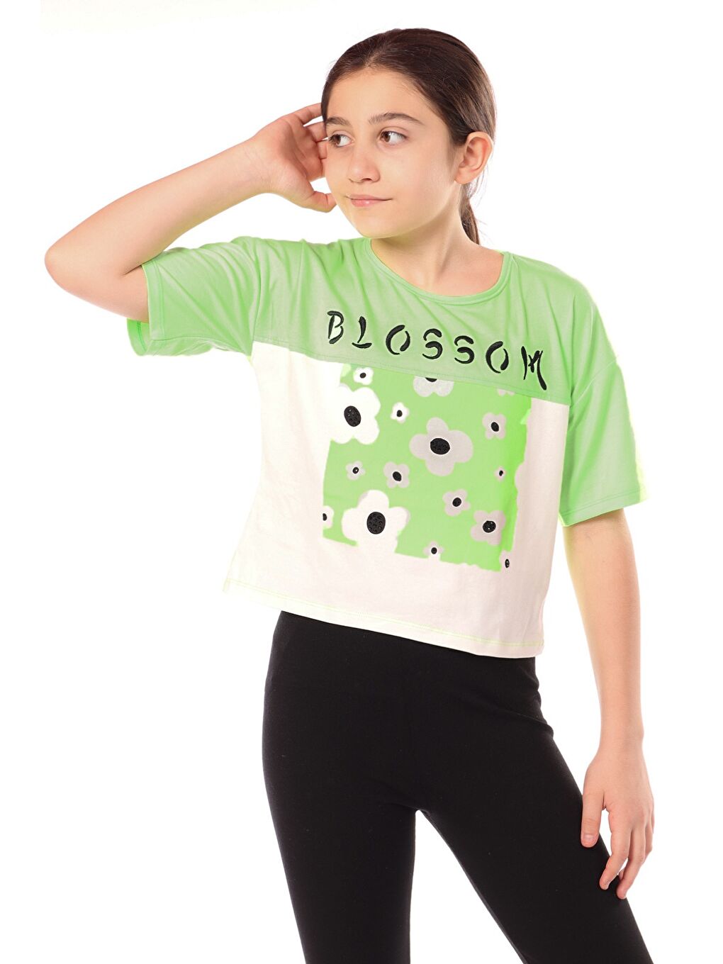 Yeşil Kız Çocuk Baskılı Tişört