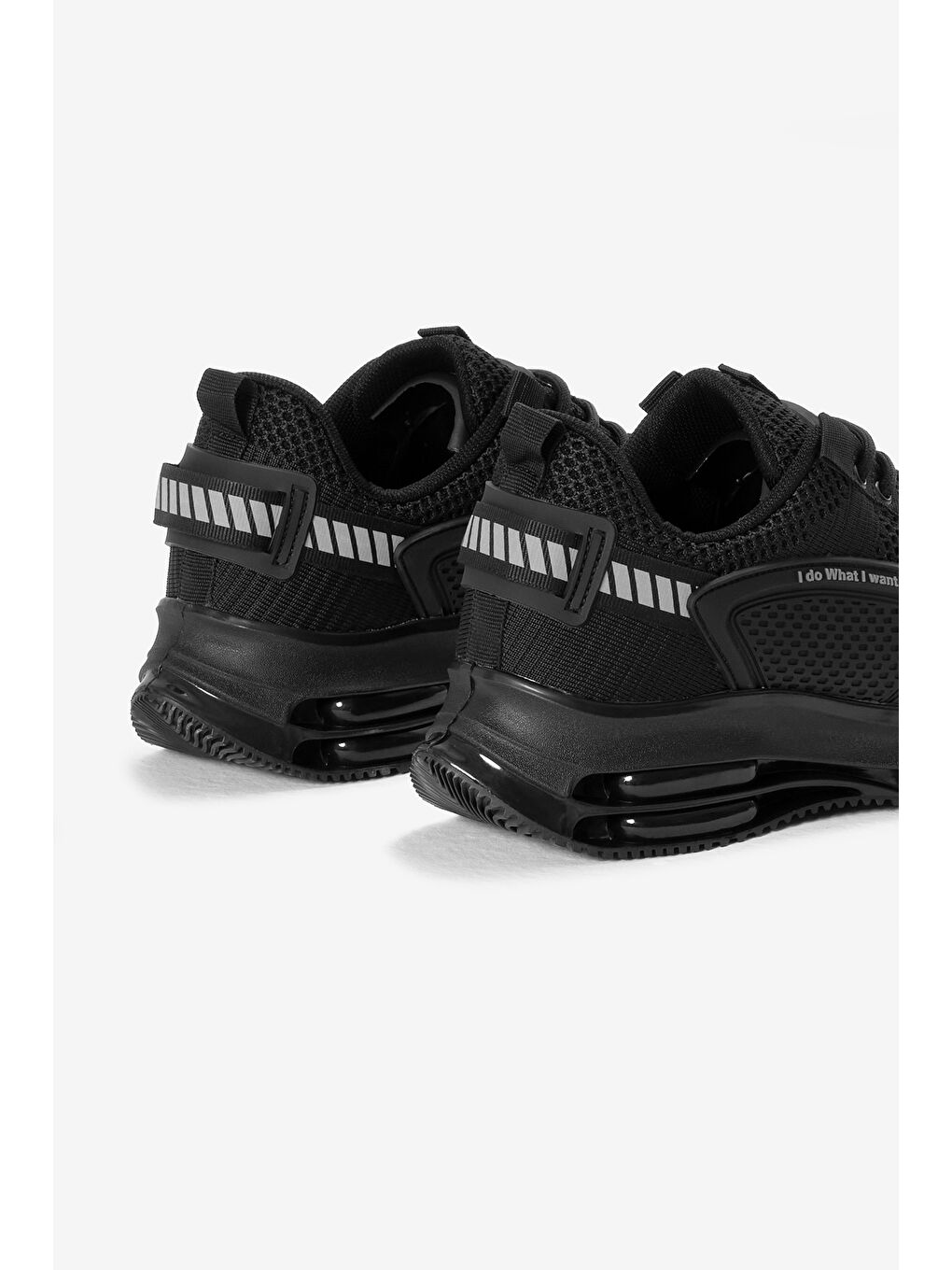 Erkek Siyah Hava Yastıklı Kalın Taban Triko Spor Ayakkabı-4