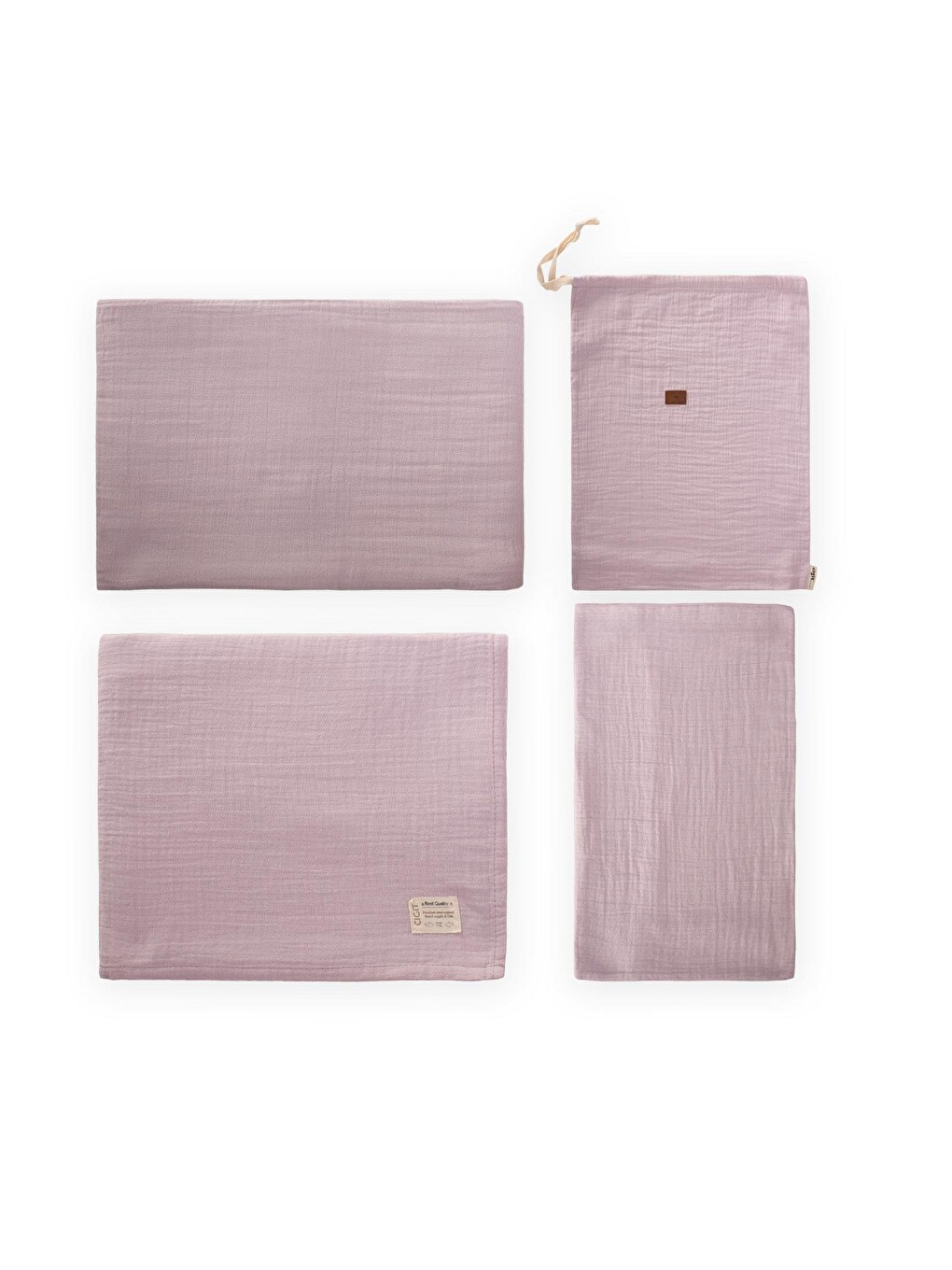Keseli Müslin Nevresim Takımı 100x135 Cm +/ - 3cm Çarşaf 120x150 Yastık 35x45 Cm Lila