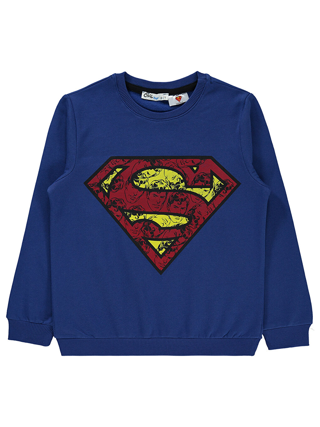 Civil Superman Erkek Çocuk Sweatshirt 6-9 Yaş Saks Mavisi