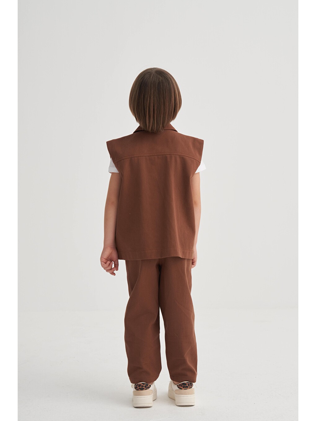 Kahverengi Gabardin Yelek 2-7 Yaş Kahve-1