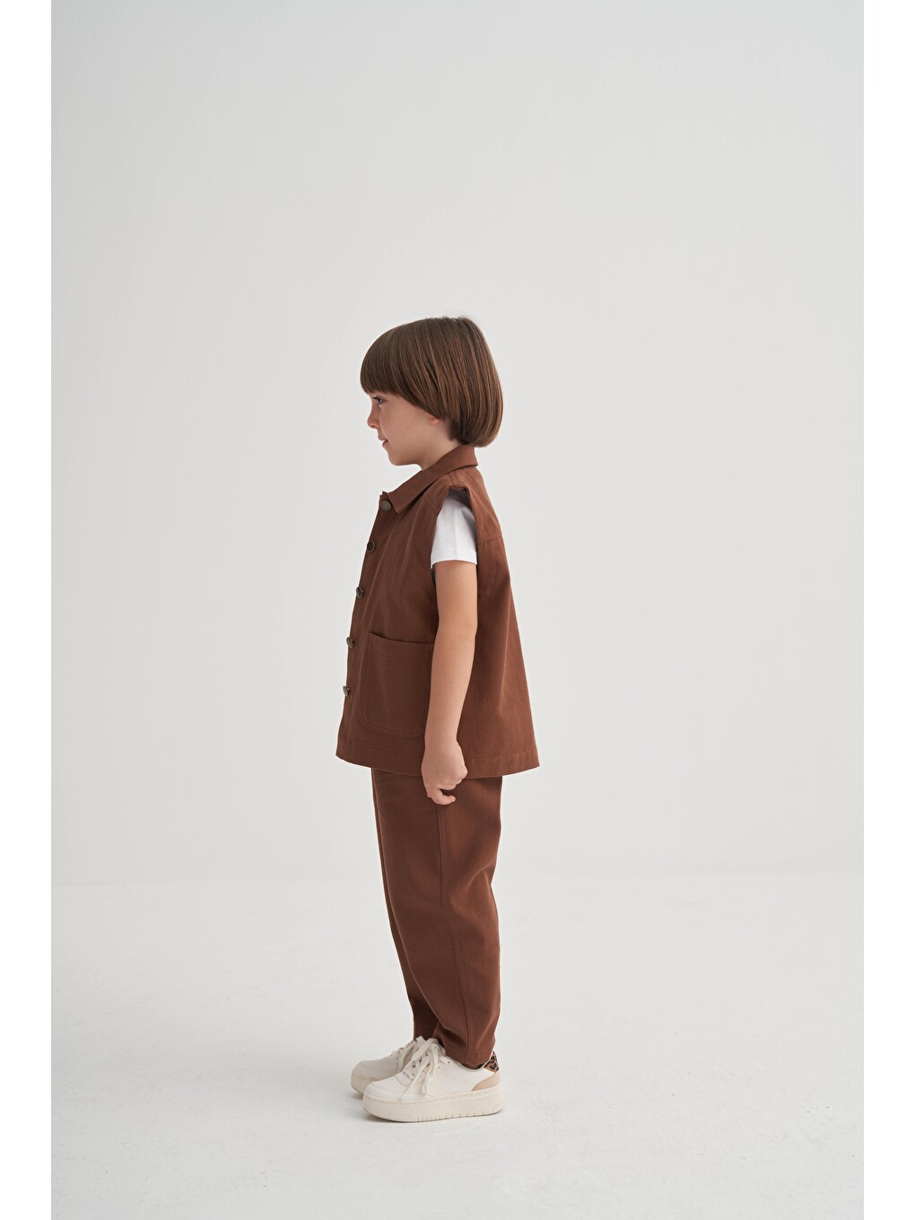 Kahverengi Gabardin Yelek 2-7 Yaş Kahve-2