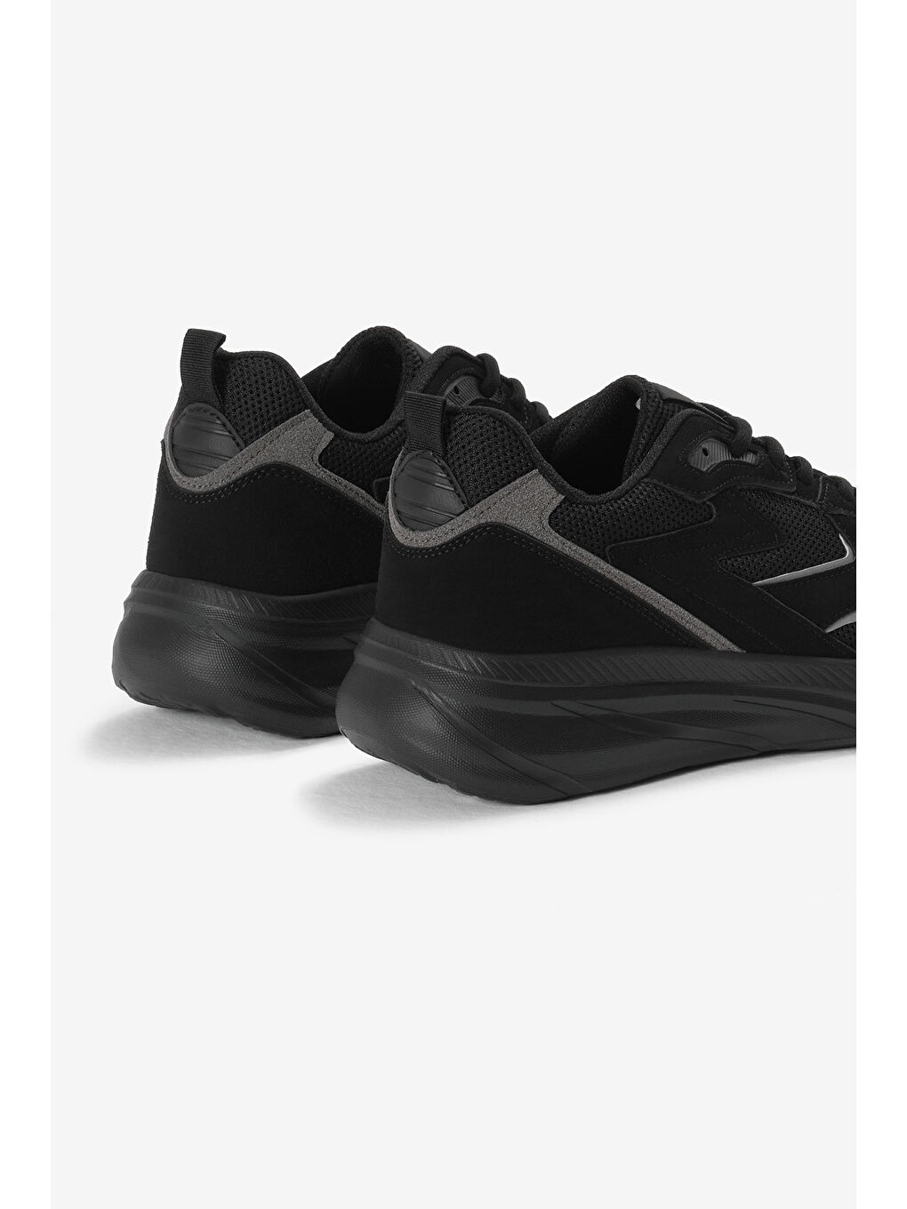 Erkek Siyah Faylon Taban Nefes Alabilen Kumaş Reflektörlü Dalgalı Desenli Spor Ayakkabı-4