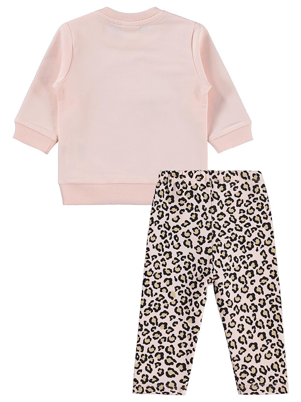 Baby Leopar Kedi Baskılı 6-18 Ay Takım - Pembe-1