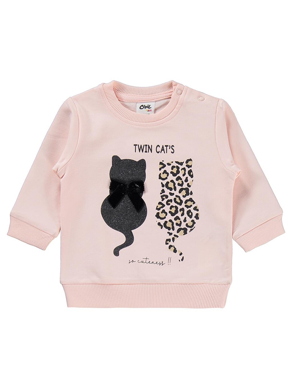 Baby Leopar Kedi Baskılı 6-18 Ay Takım - Pembe-2