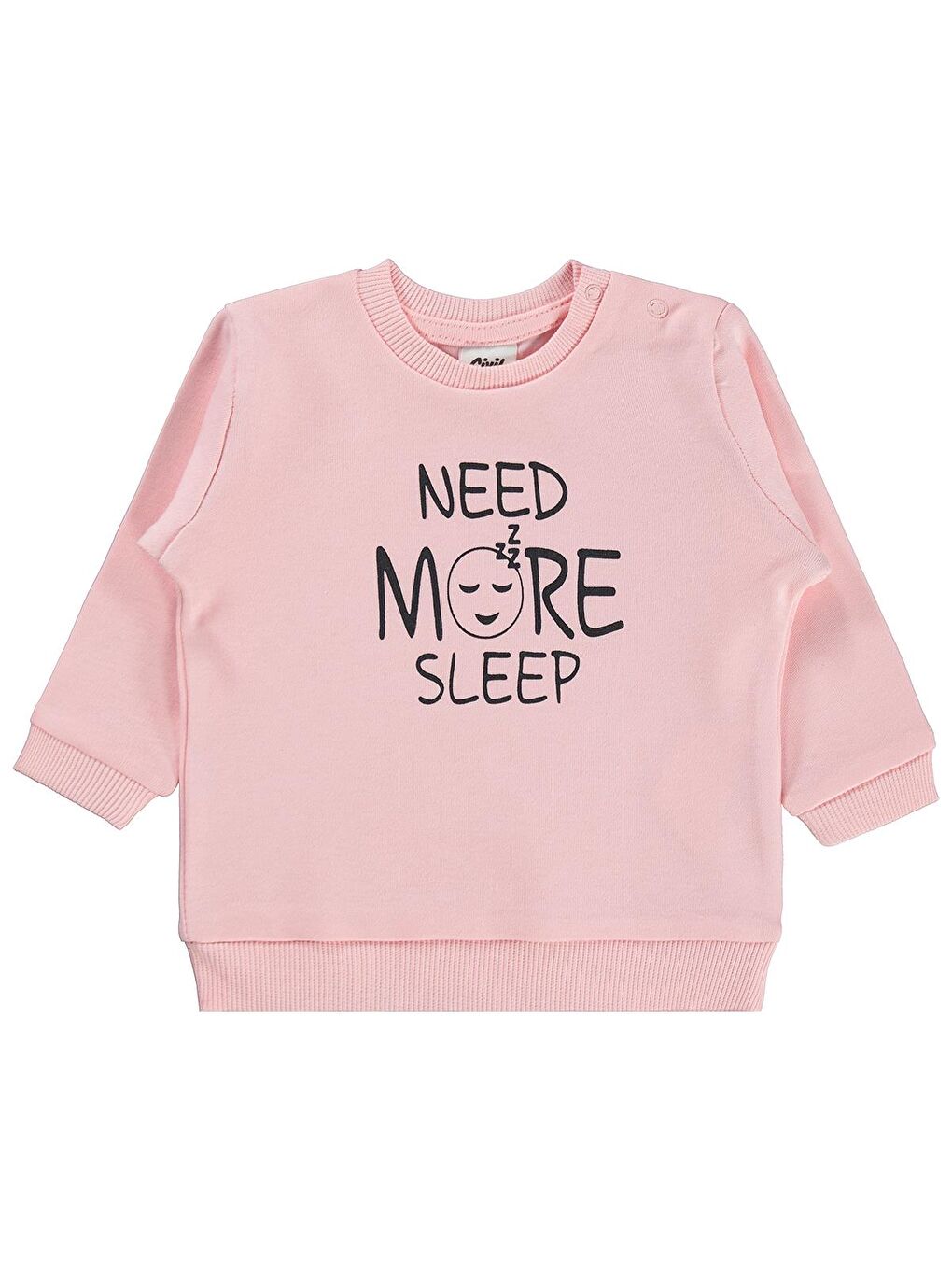 Pembe Baby Need More Sleep Baskılı 6-18 Ay Sweatshirt - Pudra 6-9 Ay