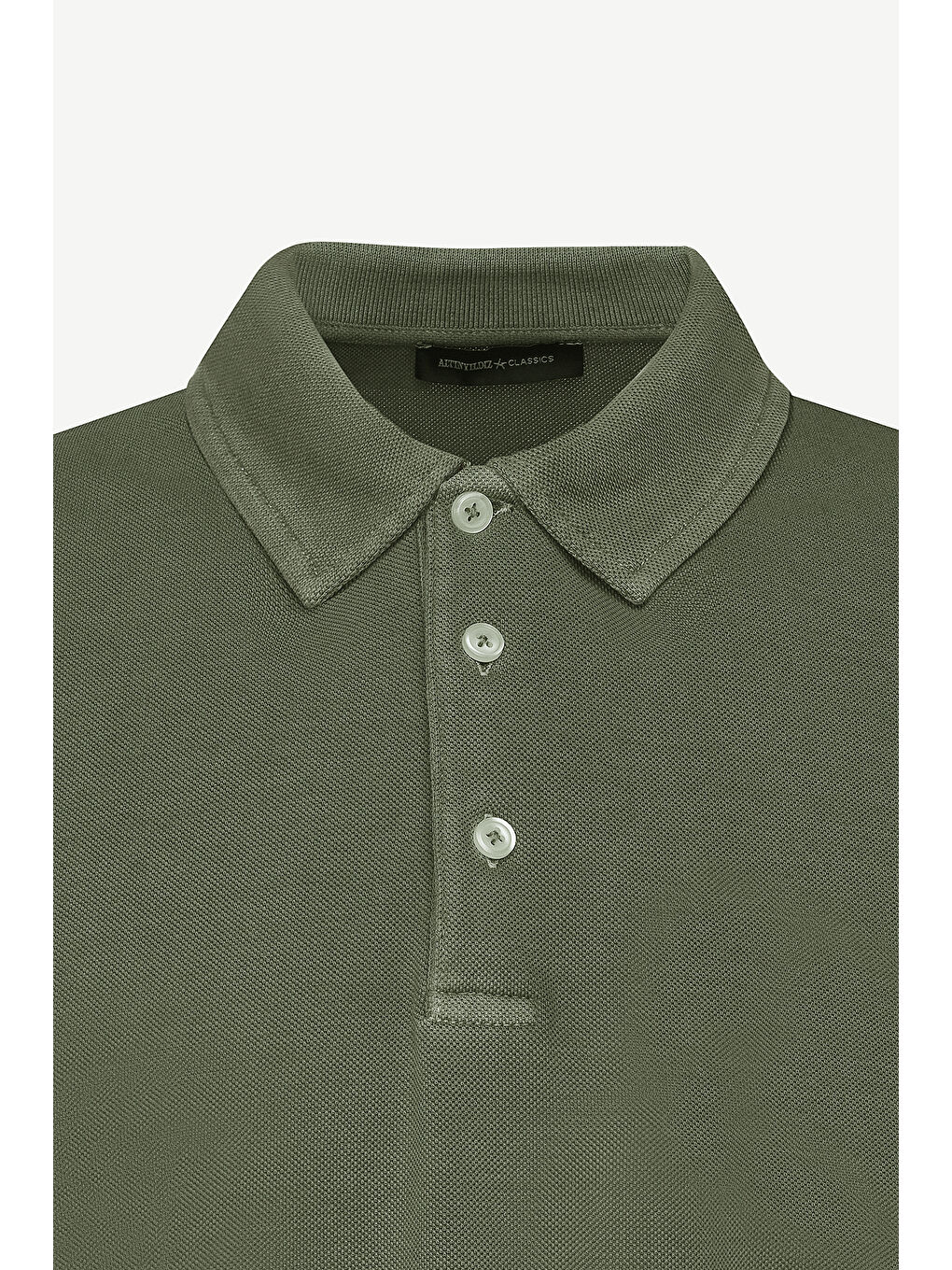 Erkek Haki Slim Fit Dar Kesim %100 Pamuk Polo Yaka Tişört-7