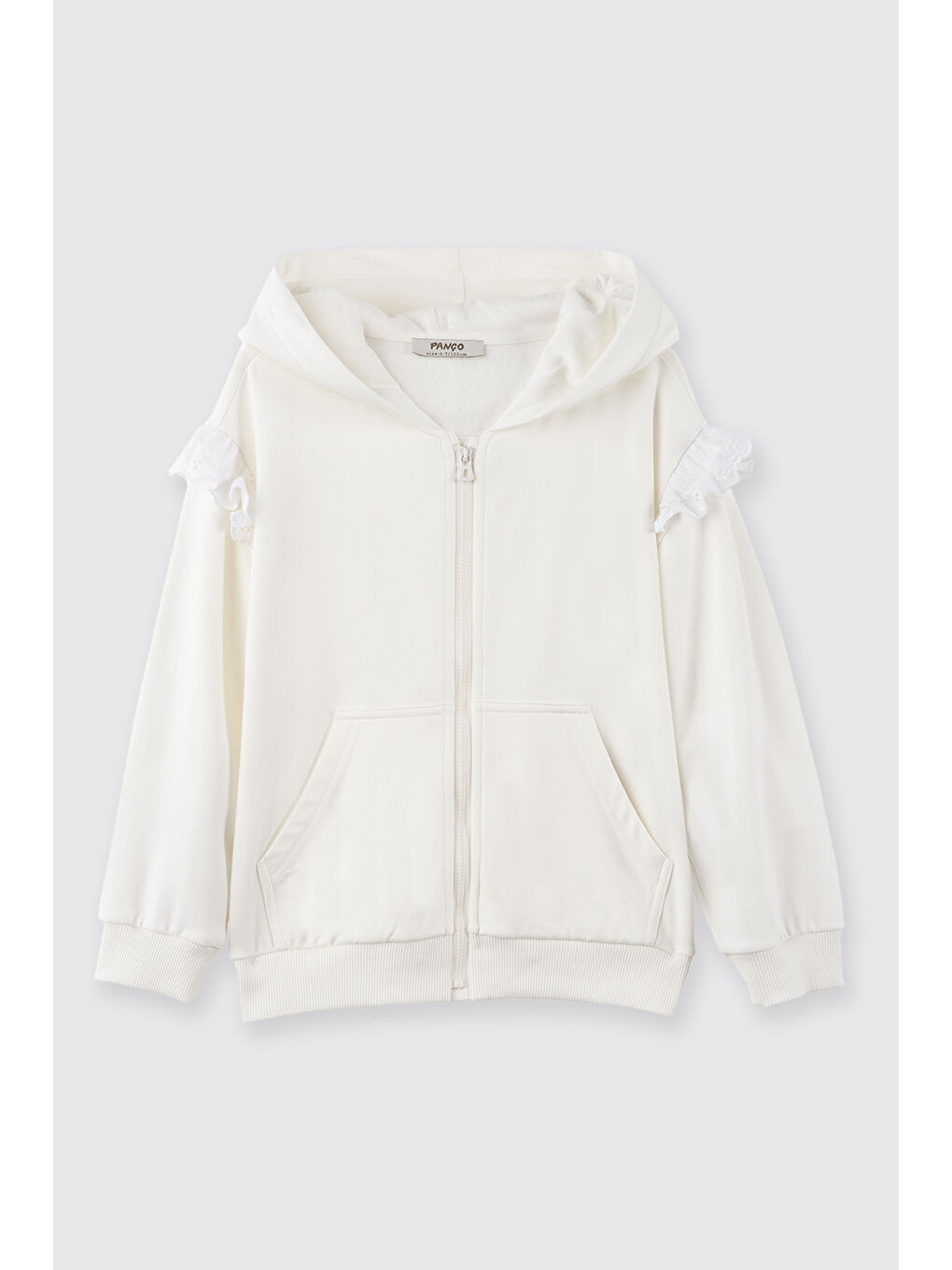Kız Çocuk Fermuarlı Sweatshirt Ekru-1
