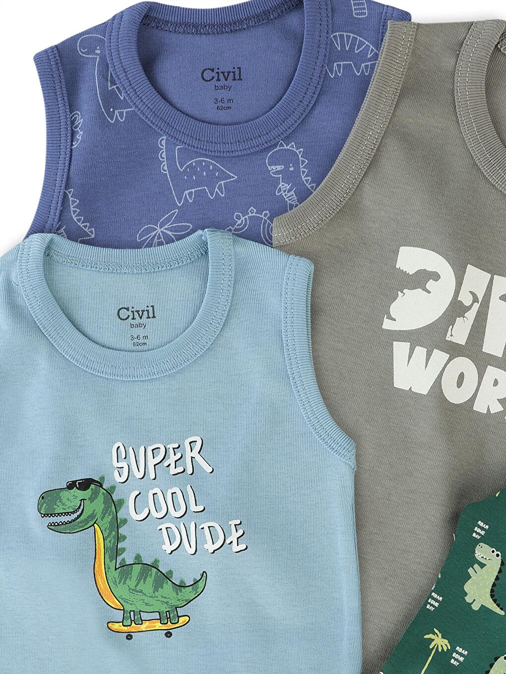 Baby Dinozor Empirmeli 5 Li 0-36 Ay Çıtçıtlı Badi - Yeşil 3-4 Yaş-2