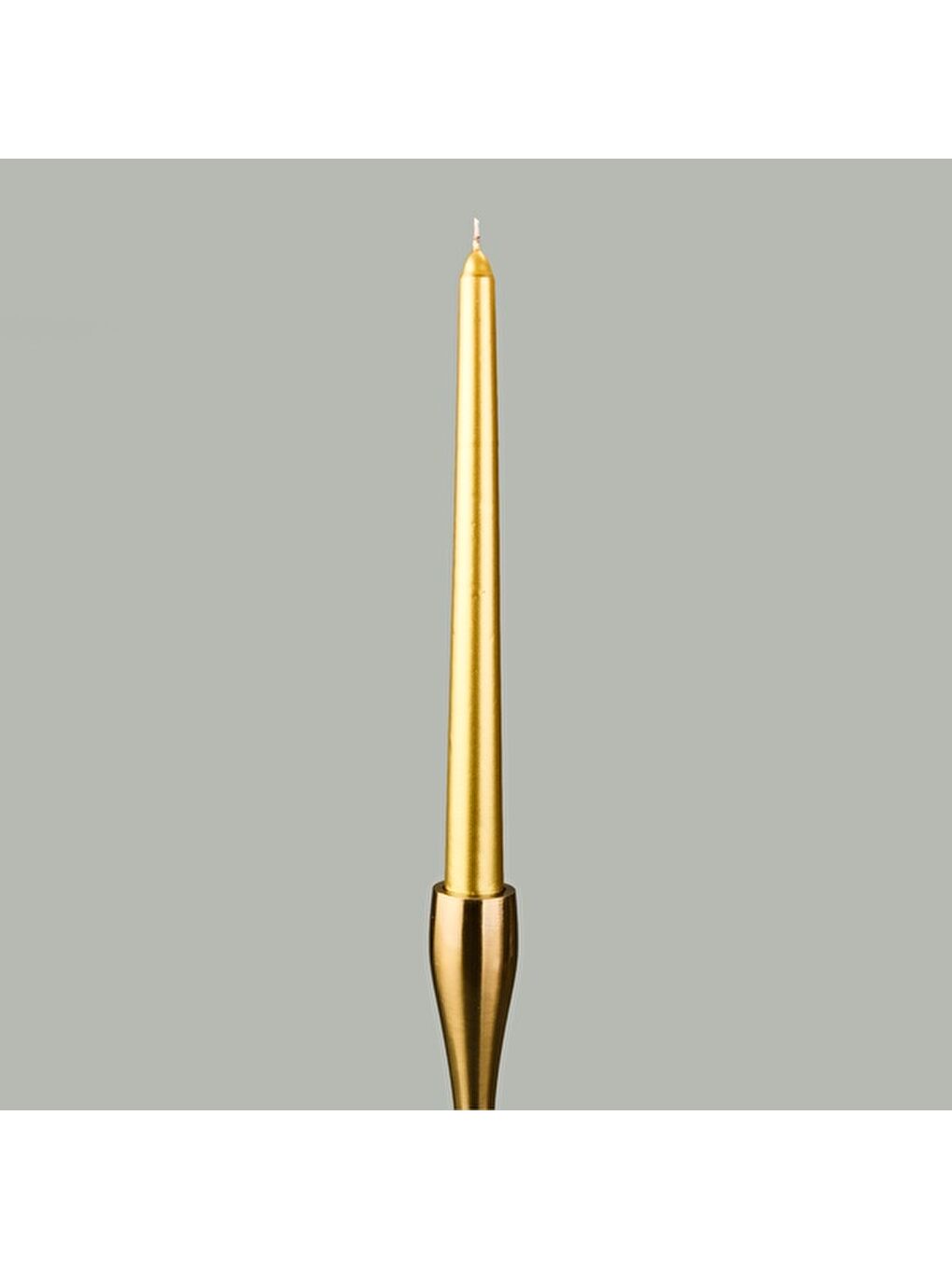 Sarı 4'lü Şamdan Mum - Gold - 25 cm-1