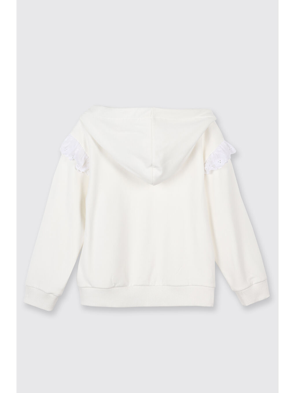 Kız Çocuk Fermuarlı Sweatshirt Ekru-2