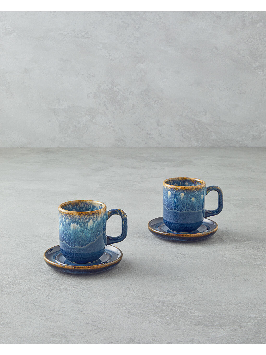 Alicent Seramik 4 Parça 2 Kişilik Double Kahve Fincan Takımı 150 ml Mavi