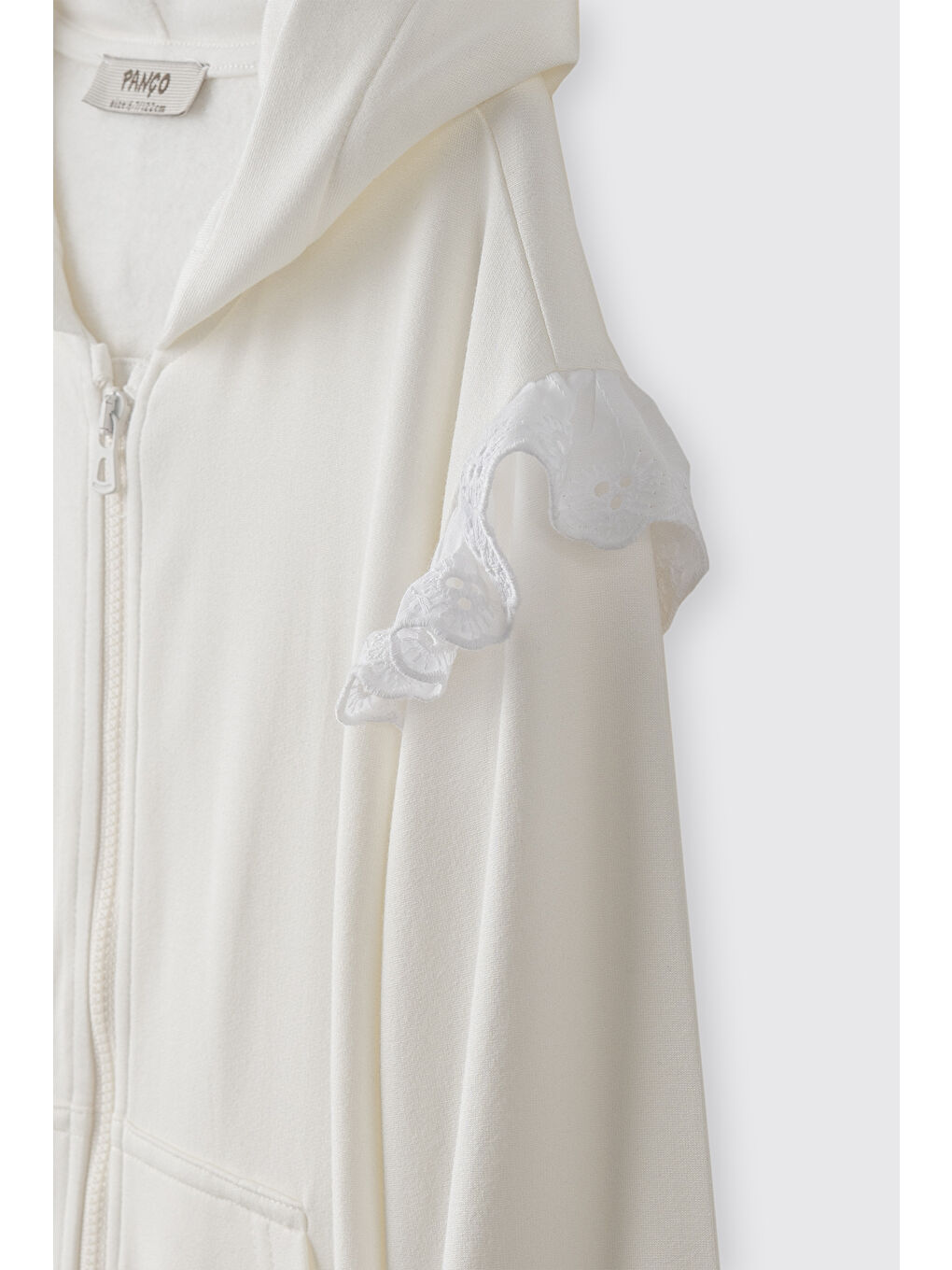 Kız Çocuk Fermuarlı Sweatshirt Ekru-3