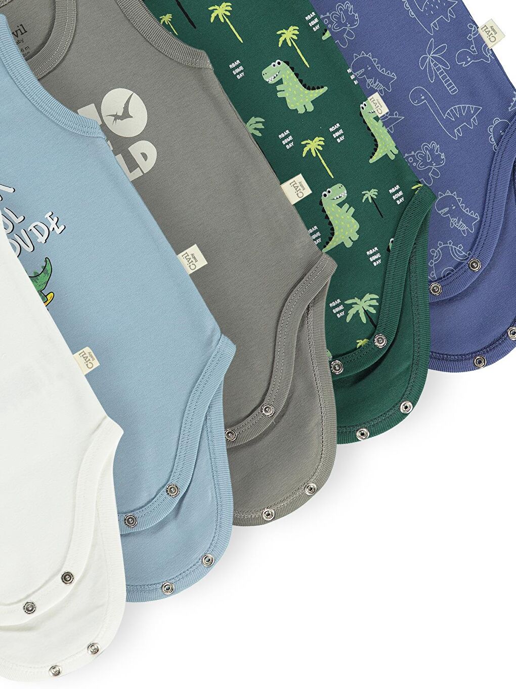 Baby Dinozor Empirmeli 5 Li 0-36 Ay Çıtçıtlı Badi - Yeşil 3-4 Yaş-5