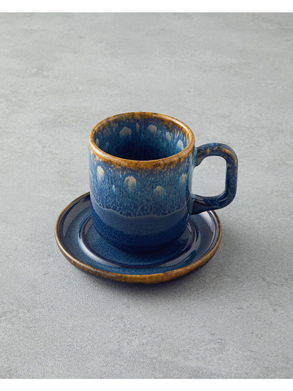 Alicent Seramik 4 Parça 2 Kişilik Double Kahve Fincan Takımı 150 ml Mavi-2