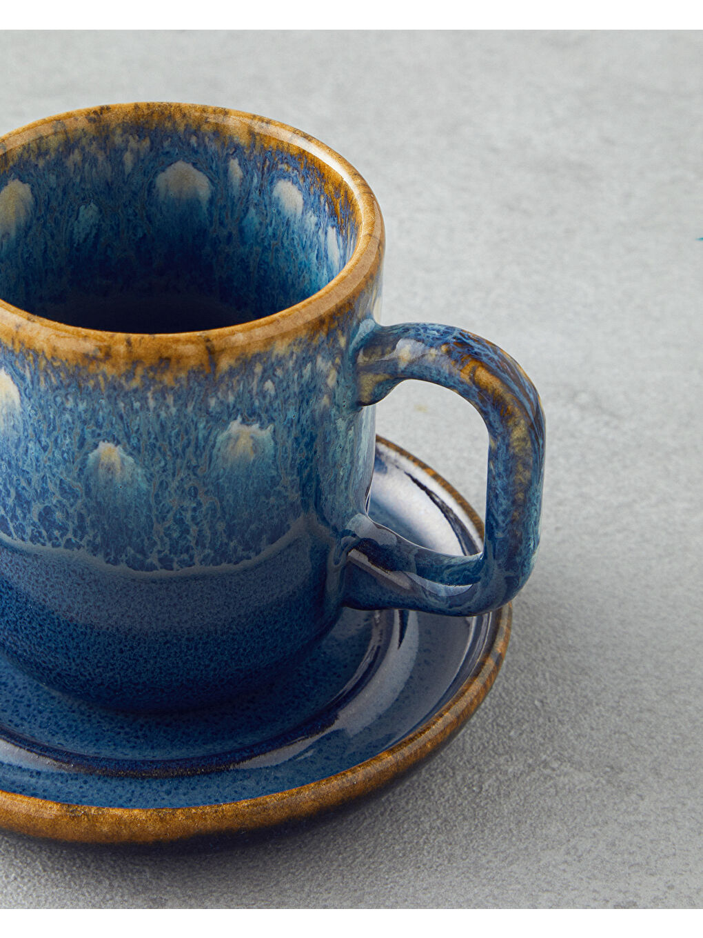 Alicent Seramik 4 Parça 2 Kişilik Double Kahve Fincan Takımı 150 ml Mavi-3