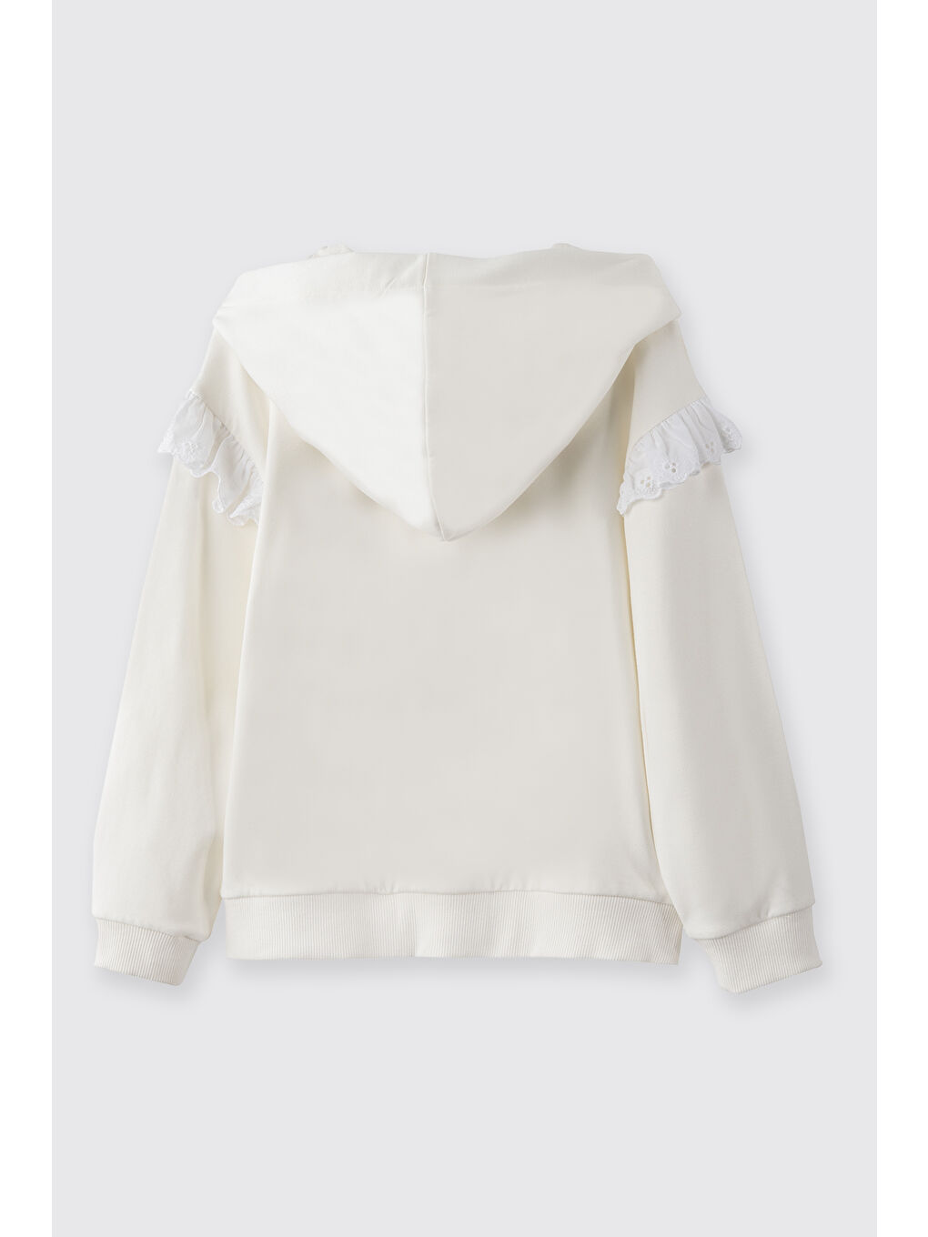 Kız Çocuk Fermuarlı Sweatshirt Ekru-4