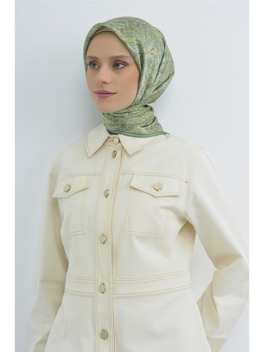 Yeşil Saf İpek Sura Eşarp 9540D 54