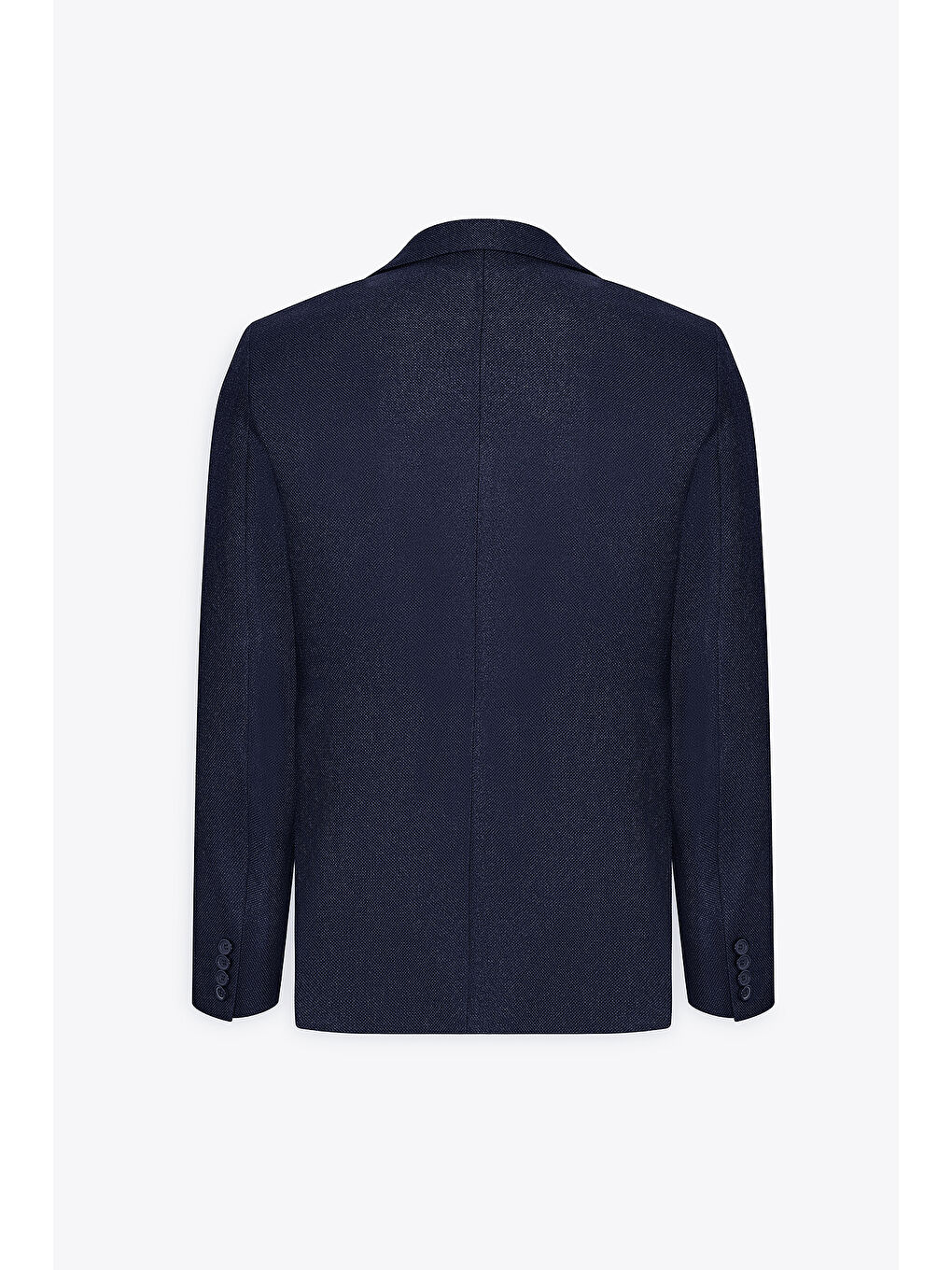 Erkek Lacivert Slim Fit Dar Kesim Mono Yaka Armürlü Ceket-4