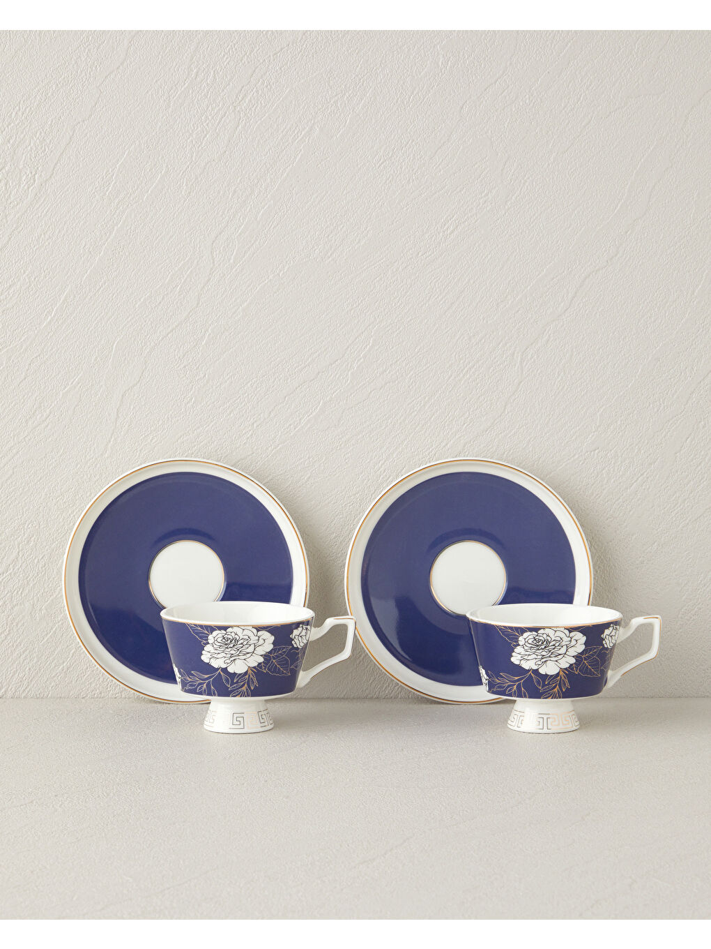 Evelina New Bone China 4 Parça 2 Kişilik Kahve Fincan Takımı 90 ml Lacivert-1